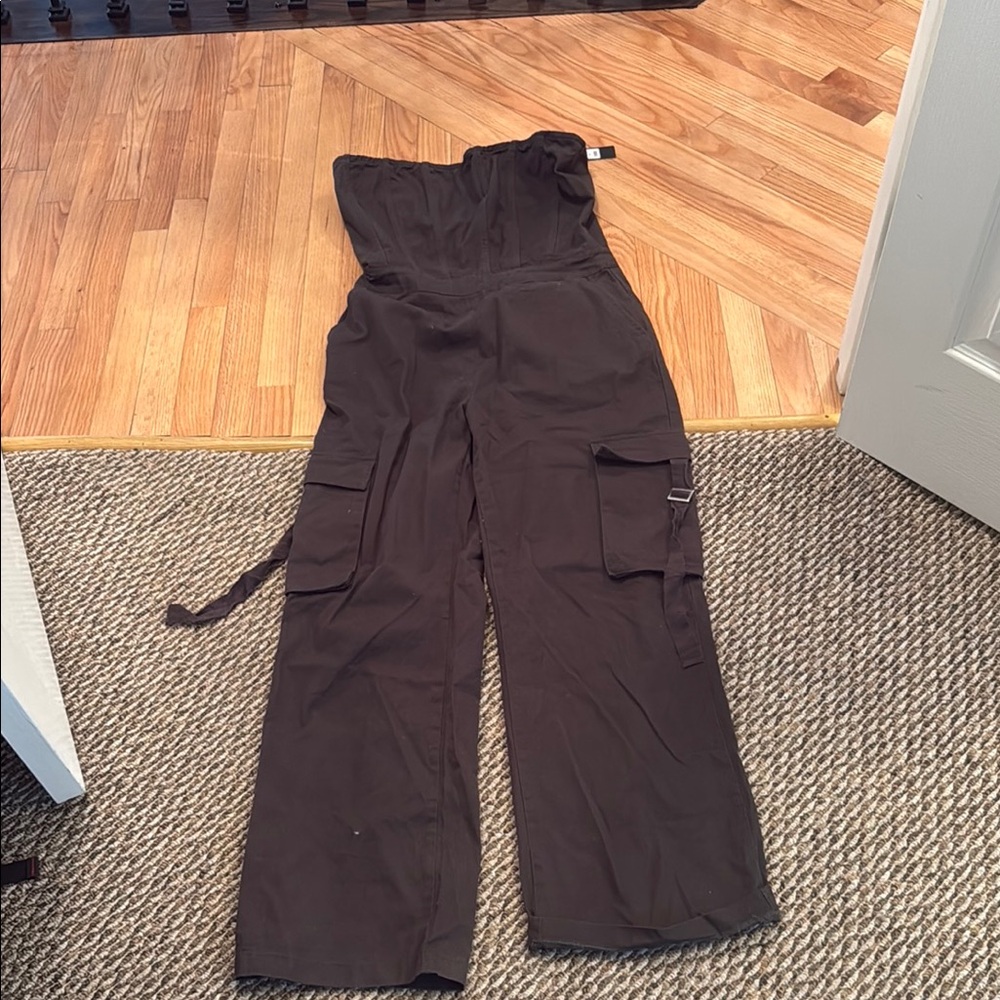 Women's charcoal Cargo Jumpsuit